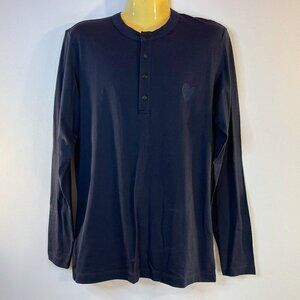INIMIGO Men's Long Sleeve Navy Blue Henley Shirt - Size Medium - NWT